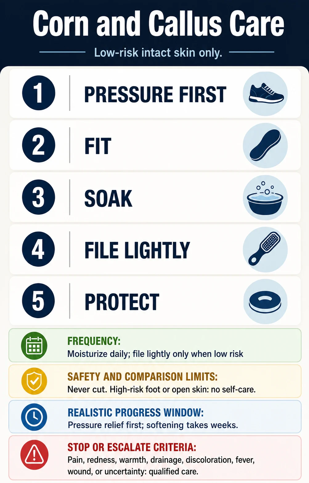 Foot Grooming Without Corn or Callus Injury technical infographic