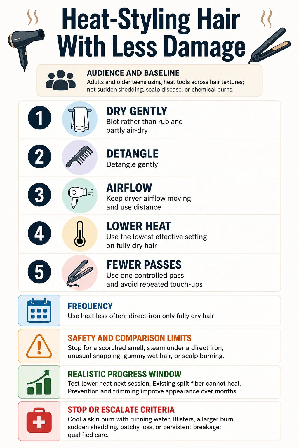 Heat-Styling Hair With Less Damage technical infographic
