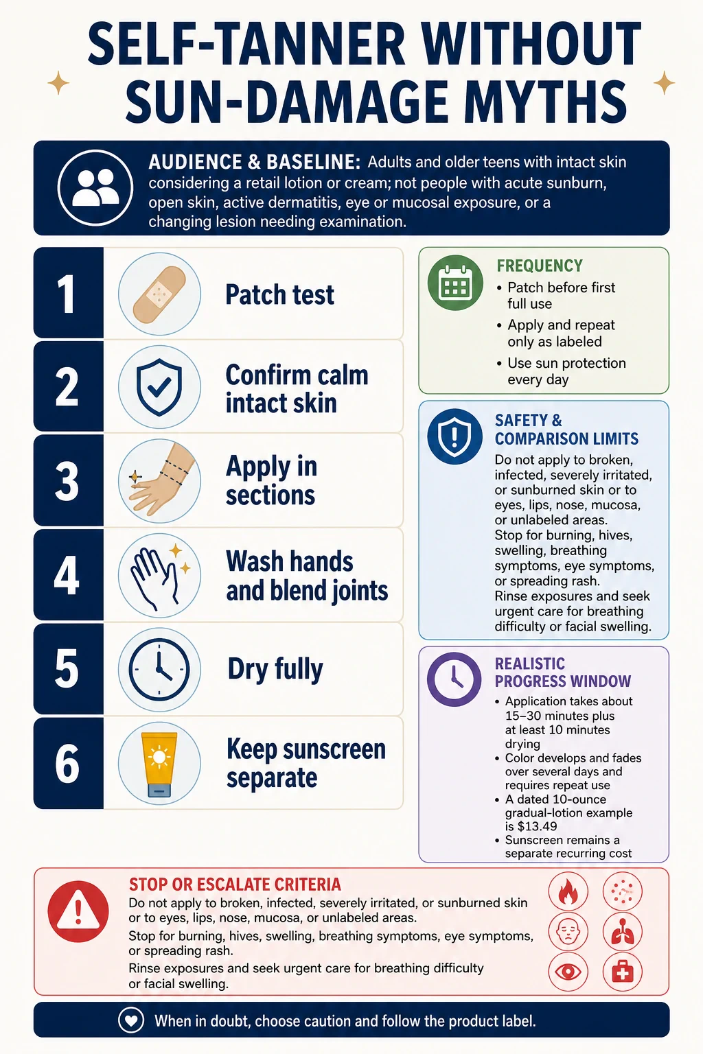 Self-Tanner Without Sun-Damage Myths technical infographic