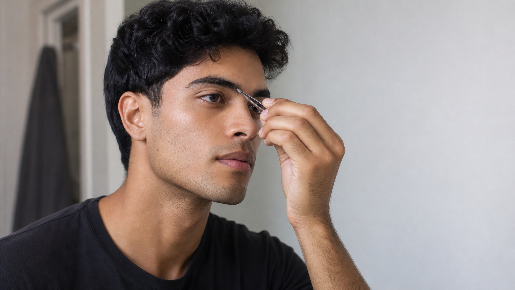A conservative eyebrow-grooming setup that preserves normal variation
