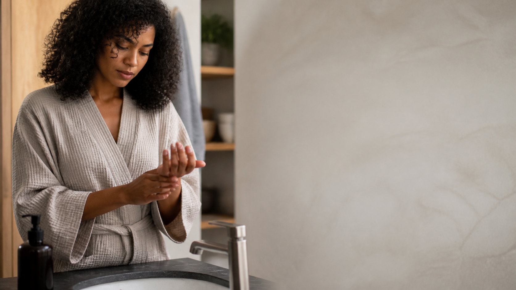 A hand-care routine for frequent washing and dryness