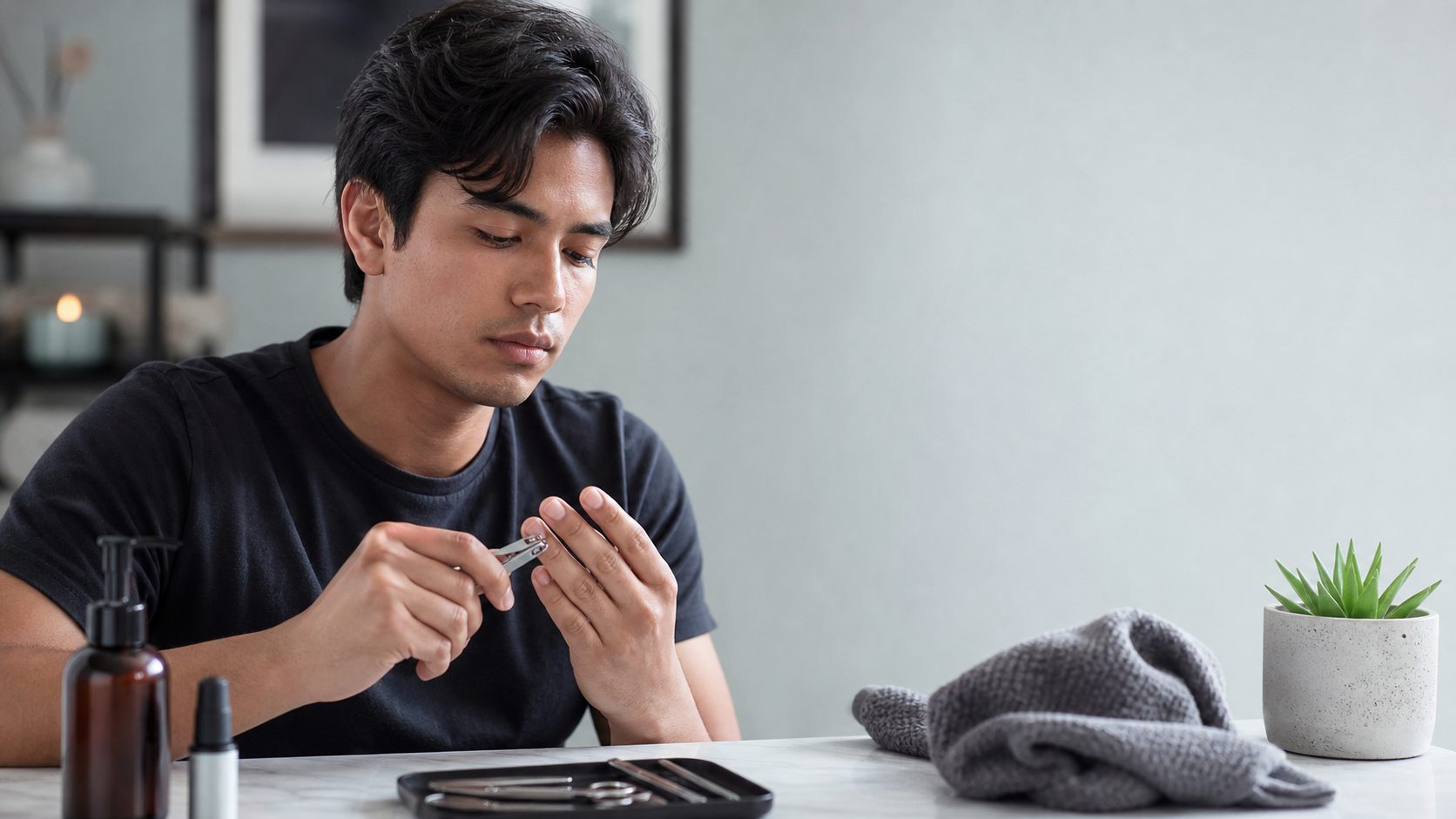 A clean low-trauma nail-grooming routine that protects cuticles